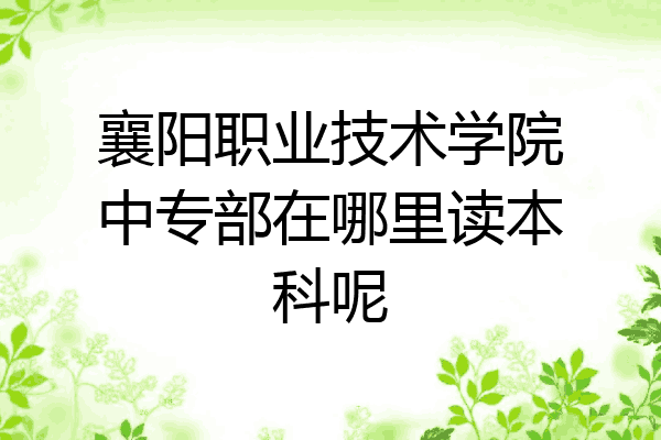 襄阳职业技术学院中专部在哪里读本科呢