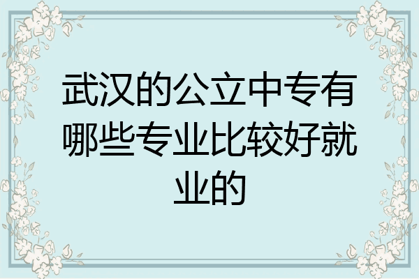 武汉的公立中专有哪些专业比较好就业的