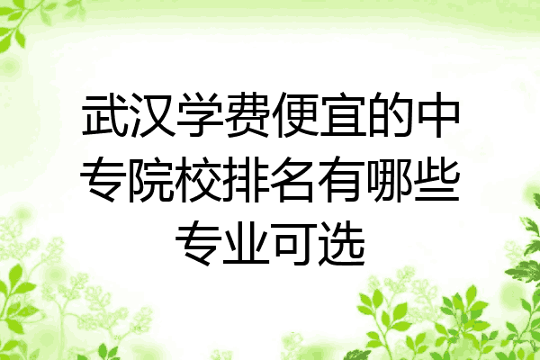 武汉学费便宜的中专院校排名有哪些专业可选