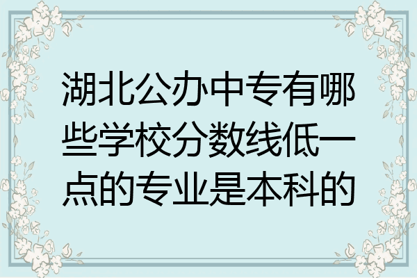 湖北公办中专有哪些学校分数线低一点的专业是本科的