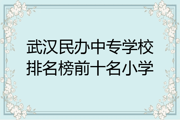 武汉民办中专学校排名榜前十名小学