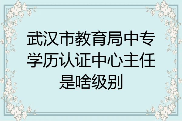 武汉市教育局中专学历认证中心主任是啥级别