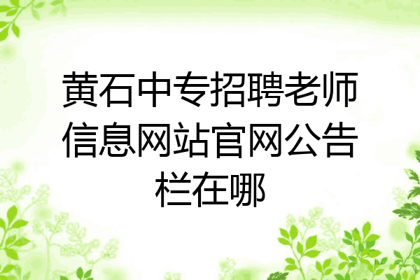 黄石中专招聘老师信息网站官网公告栏在哪