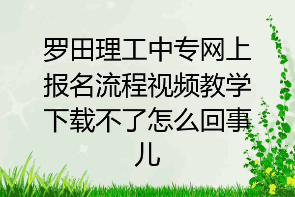 罗田理工中专网上报名流程视频教学下载不了怎么回事儿