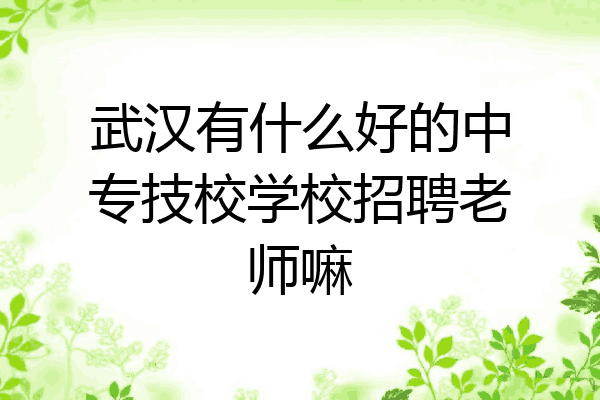 武汉有什么好的中专技校学校招聘老师嘛