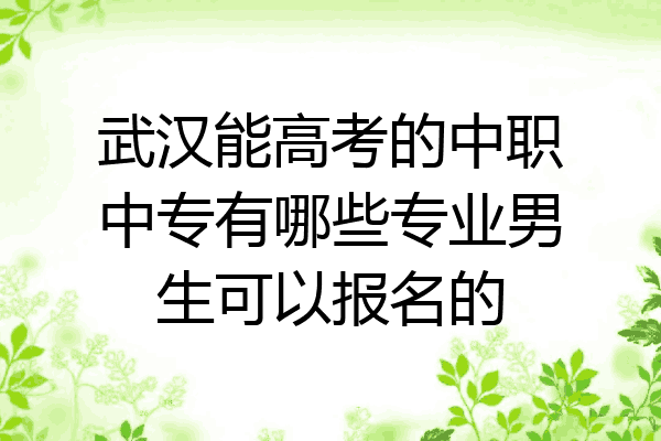 武汉能高考的中职中专有哪些专业男生可以报名的