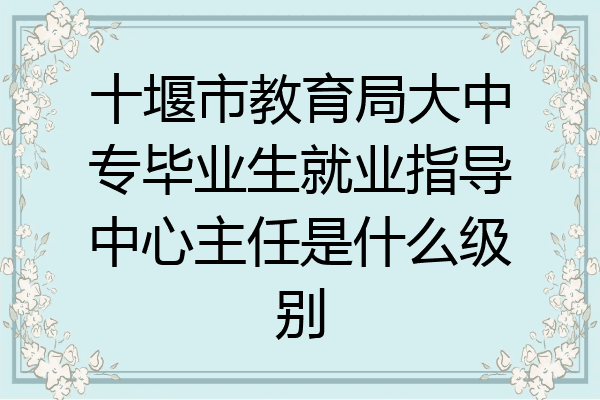 十堰市教育局大中专毕业生就业指导中心主任是什么级别