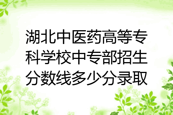 湖北中医药高等专科学校中专部招生分数线多少分录取