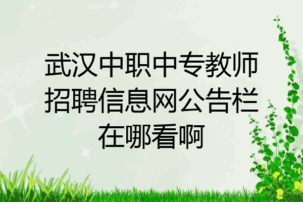 武汉中职中专教师招聘信息网公告栏在哪看啊