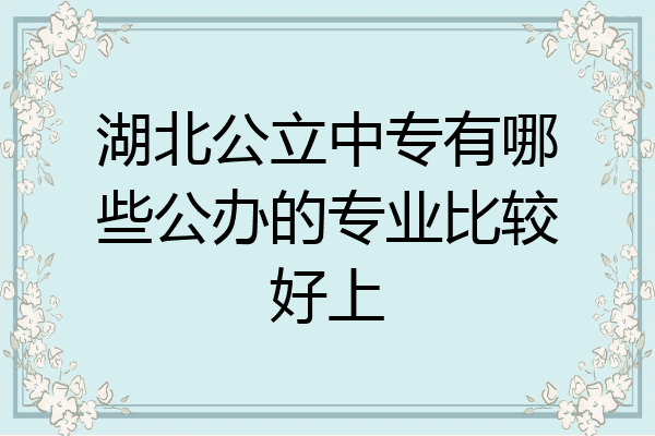 湖北公立中专有哪些公办的专业比较好上