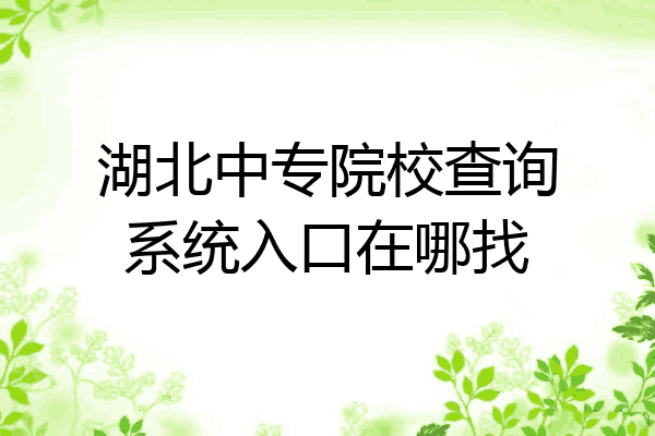 湖北中专院校查询系统入口在哪找