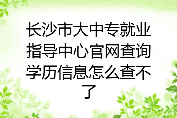 长沙市大中专就业指导中心官网查询学历信息怎么查不了