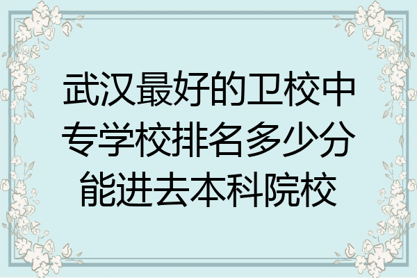 武汉最好的卫校中专学校排名多少分能进去本科院校