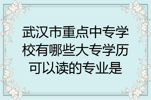 武汉市重点中专学校有哪些大专学历可以读的专业是
