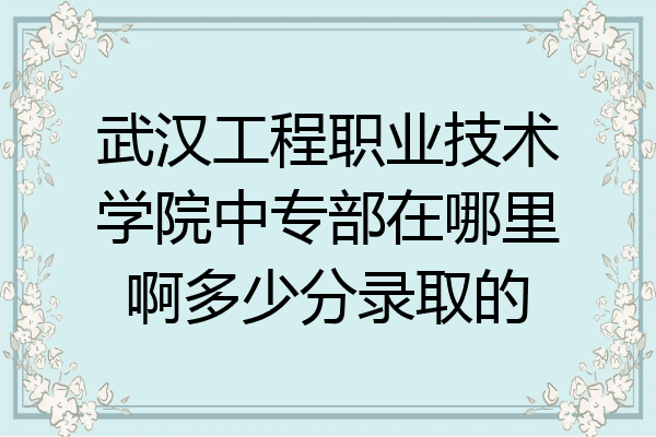 武汉工程职业技术学院中专部在哪里啊多少分录取的