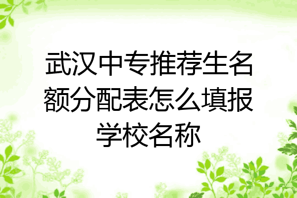 武汉中专推荐生名额分配表怎么填报学校名称