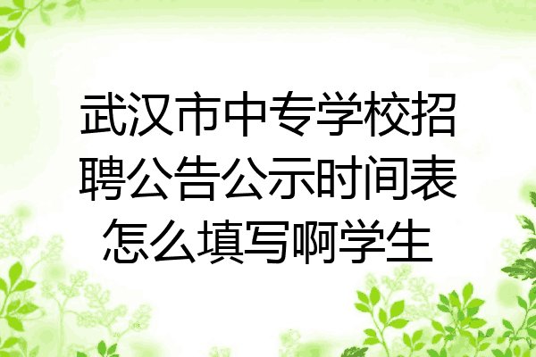 武汉市中专学校招聘公告公示时间表怎么填写啊学生