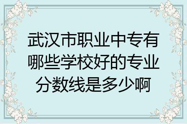 武汉市职业中专有哪些学校好的专业分数线是多少啊
