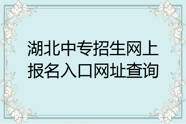 湖北中专招生网上报名入口网址查询