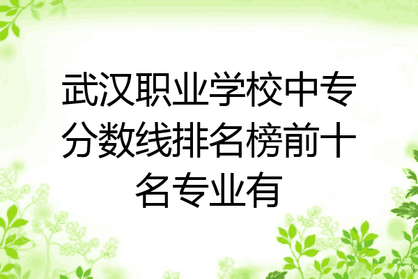 武汉职业学校中专分数线排名榜前十名专业有
