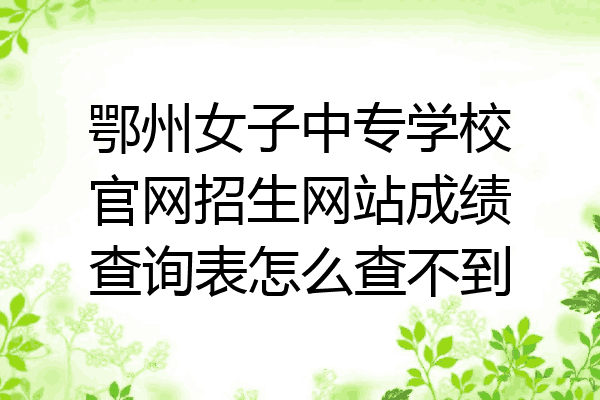鄂州女子中专学校官网招生网站成绩查询表怎么查不到