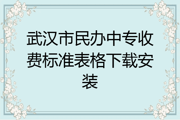 武汉市民办中专收费标准表格下载安装