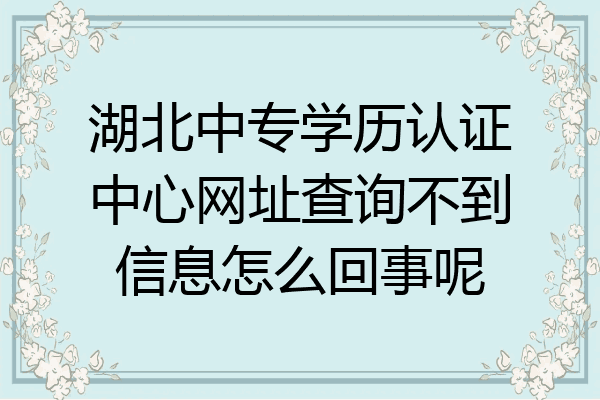 湖北中专学历认证中心网址查询不到信息怎么回事呢