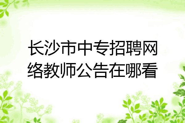 长沙市中专招聘网络教师公告在哪看
