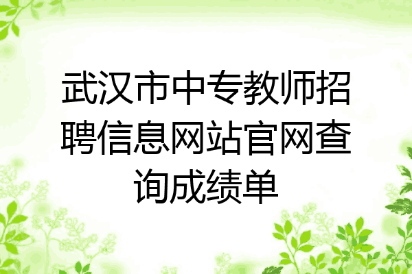 武汉市中专教师招聘信息网站官网查询成绩单