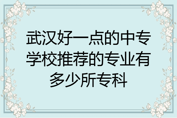 武汉好一点的中专学校推荐的专业有多少所专科