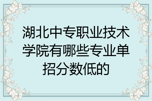 湖北中专职业技术学院有哪些专业单招分数低的