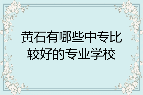 黄石有哪些中专比较好的专业学校