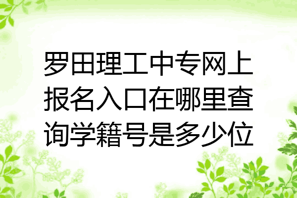 罗田理工中专网上报名入口在哪里查询学籍号是多少位