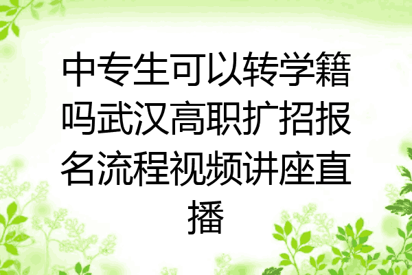 中专生可以转学籍吗武汉高职扩招报名流程视频讲座直播