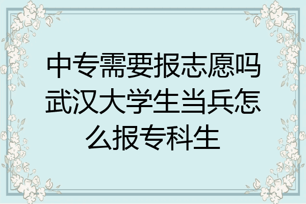 中专需要报志愿吗武汉大学生当兵怎么报专科生