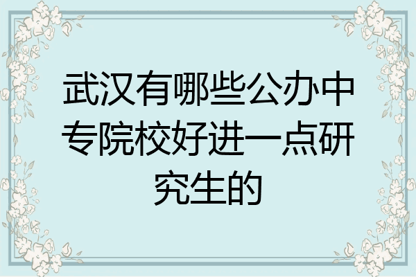 武汉有哪些公办中专院校好进一点研究生的
