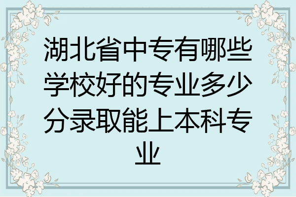 湖北省中专有哪些学校好的专业多少分录取能上本科专业