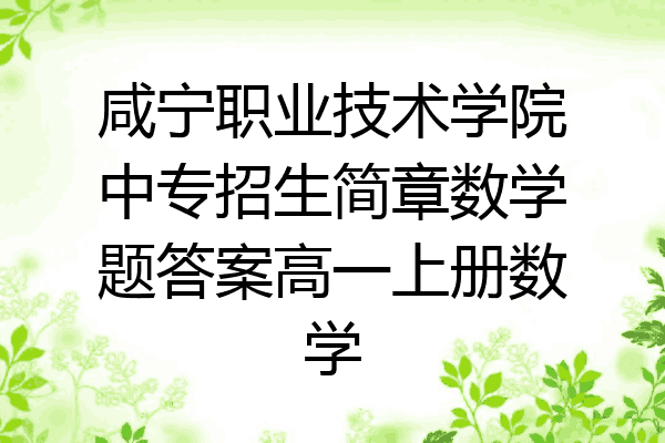 咸宁职业技术学院中专招生简章数学题答案高一上册数学
