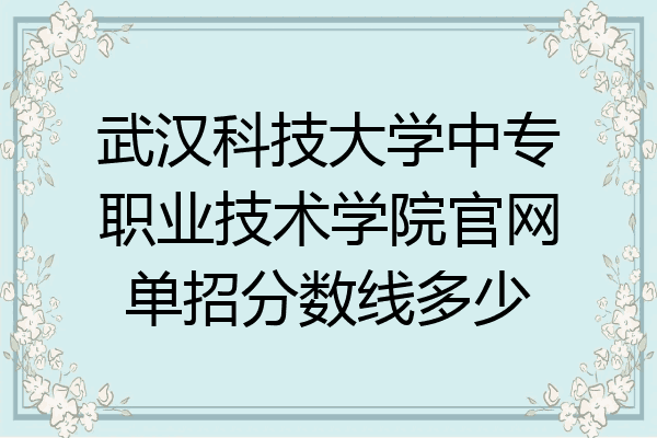 武汉科技大学中专职业技术学院官网单招分数线多少