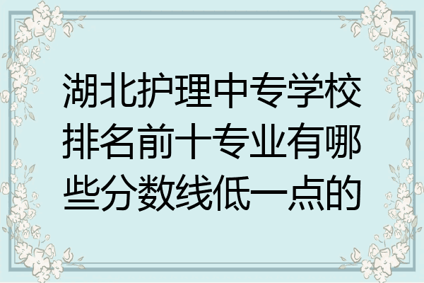 湖北护理中专学校排名前十专业有哪些分数线低一点的