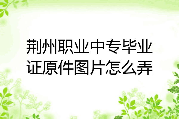 荆州职业中专毕业证原件图片怎么弄