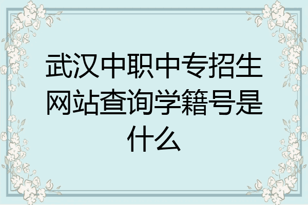 武汉中职中专招生网站查询学籍号是什么