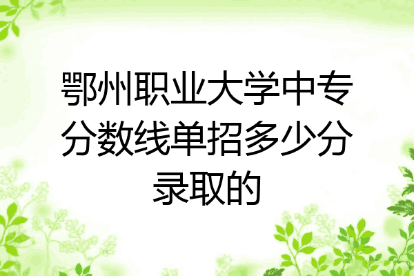 鄂州职业大学中专分数线单招多少分录取的
