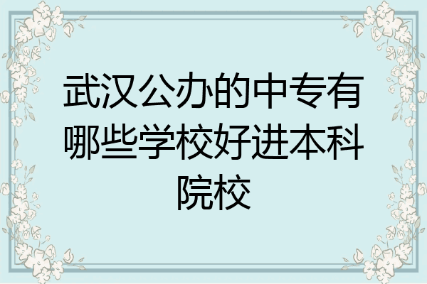 武汉公办的中专有哪些学校好进本科院校