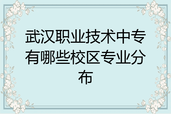 武汉职业技术中专有哪些校区专业分布