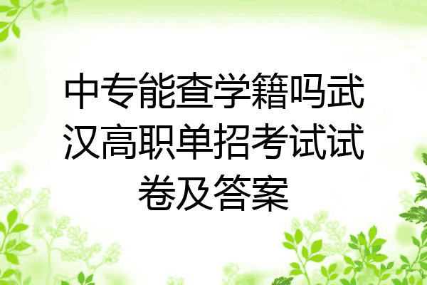 中专能查学籍吗武汉高职单招考试试卷及答案