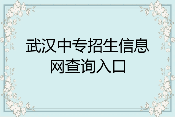 武汉中专招生信息网查询入口
