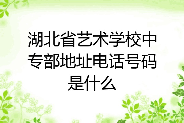 湖北省艺术学校中专部地址电话号码是什么