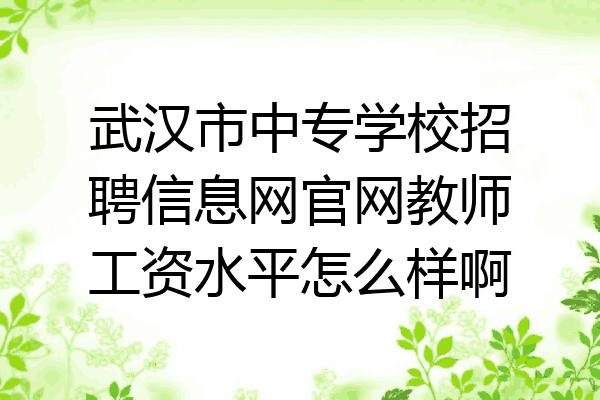 武汉市中专学校招聘信息网官网教师工资水平怎么样啊