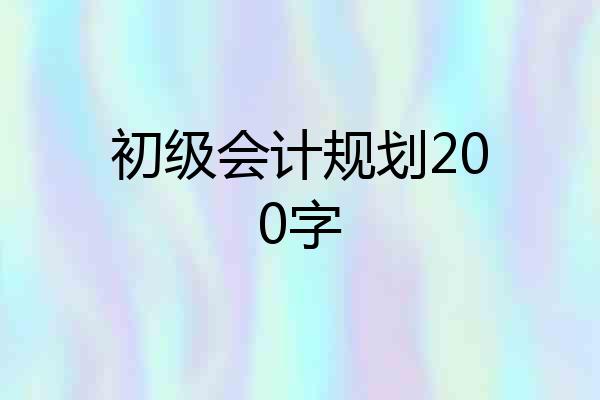 初级会计规划200字